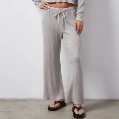 MONROW Waffle Crop Lounge Sweat STONEGREY Online